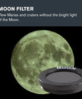 AstroMaster Beginner Friendly Eight Piece Eyepiece And Filter Kit moon filter with moon backdrop, enhances lunar viewing.