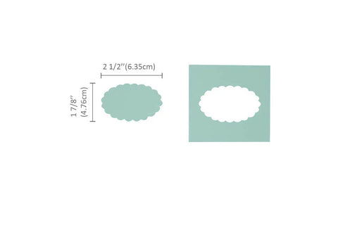Diagram of 2.5 Inch Scalloped Ellipse Lever Action Craft Punch For Paper Crafting And Scrapbooking Easy To Use For Cards Journals And Party Decor Creates Precise Scalloped Oval Cutouts For Crafts Scrapbook Pages And DIY Projects dimensions