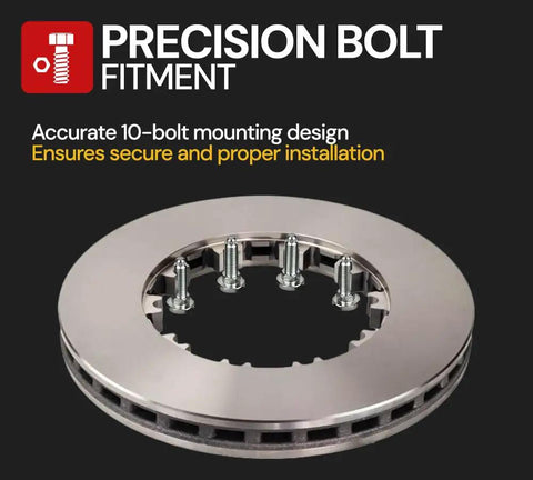 Beefy 2 Pack Heavy Duty Air Disc Brake Rotor Kit Compatible With Bendix ConMet Freightliner precision bolt fitment detail