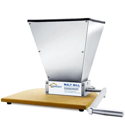 2 Roller Stainless Malted Grain Mill With 7.7 Lb Hopper For Homebrew Beer Brewing, Heavy Duty Manual Grinder, Adjustable Barley Crusher, Low Speed Drill Compatible, Ideal For Malted Barley And Wheat