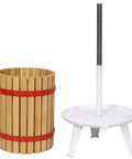 Heavy Duty Wooden Fruit Press With Oak Frame And Stainless Steel Parts, 18L Capacity Home Wine And Juice Maker For Apples Grapes And Berries, Easy Turn Hand Crank, Built To Last Kitchen Press, wooden basket and press plate
