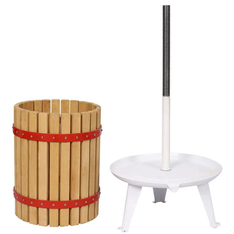 Heavy Duty Wooden Fruit Press With Oak Frame And Stainless Steel Parts, 18L Capacity Home Wine And Juice Maker For Apples Grapes And Berries, Easy Turn Hand Crank, Built To Last Kitchen Press, wooden basket and press plate