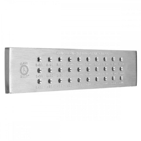 Side view of Pro Grade Tungsten Carbide Steel Wire Draw Plate with 30 square holes from 3.00mm to 0.50mm for precise wire drawing.