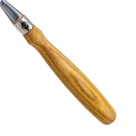 Heavy Duty Chrome Vanadium Paring Chisel With Cryogenic Treated Edge and Long Comfort Grip handle made of finely grained wood.