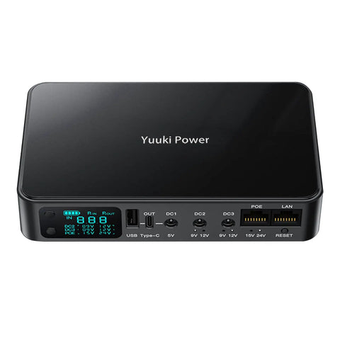 Power Battery Backup For Router And CCTV System With 18000mAh 66Wh Battery Supports 12V 2A 9V 2A 24V 0.8A And PoE 15V1.3A front view