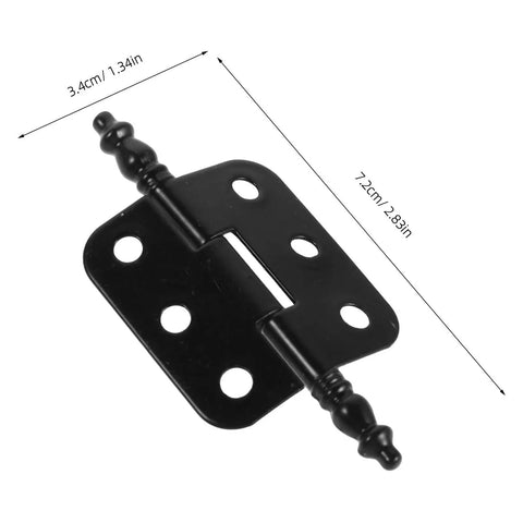 Vintage Black Iron Antique Hinges For Wooden Boxes Set Of 10 Pro Grade Heavy Duty hinge with measurement details