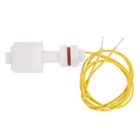 Float Switch Liquid Controller For Aquarium Pumps, Vertical Water Level Sensor With Sturdy Plastic Construction, -10 To 80 C Temperature Range, High Sensitivity Magnetic Float, Leak Proof, Plug And Play Install, No Fuss Setup, Real Time Level Control. white plastic vertical float switch with 40cm yellow wire