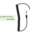 Replacement Handheld Mic Cable For Yaesu Radios Stretchable 24 Inch Mic Cord Compatible With MH 36 and More, coiled view