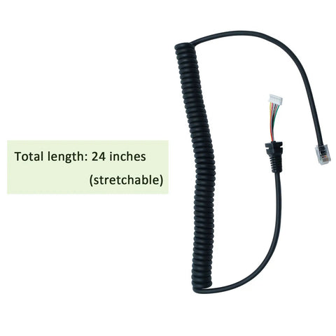 Replacement Handheld Mic Cable For Yaesu Radios Stretchable 24 Inch Mic Cord Compatible With MH 36 and More, coiled view