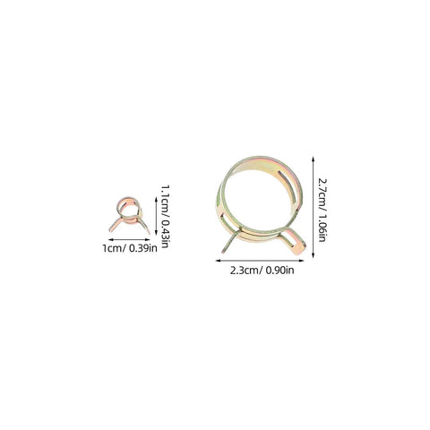 Ultimate 115-Piece Spring Band Hose Clamp Kit For Fuel Lines. Heavy Duty Carbon Steel With Zinc Coating Stops Rust And Leaks. Perfect Tight Grip For Silicone Tubes, Auto Repair Jobs, Marine Setup, And Tough Outdoor Work Situations Without Any Failures., zinc-coated spring hose clamps in 1cm and 2.7cm sizes