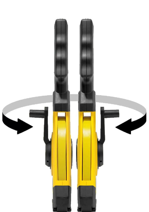 Side view of the Open Reel Tape Measure 330 Ft Steel Y Reel With Inch Scale Tough As Nails Built For The Job Site Nylon Wrapped Blade