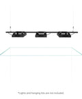 HyperReef Multi Light Mount System Sliding Rail For 36 To 48 Inch Aquarium Tanks shown above tank without lights and hanging kits
