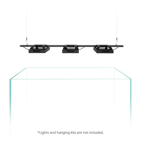 HyperReef Multi Light Mount System Sliding Rail For 36 To 48 Inch Aquarium Tanks shown above tank without lights and hanging kits
