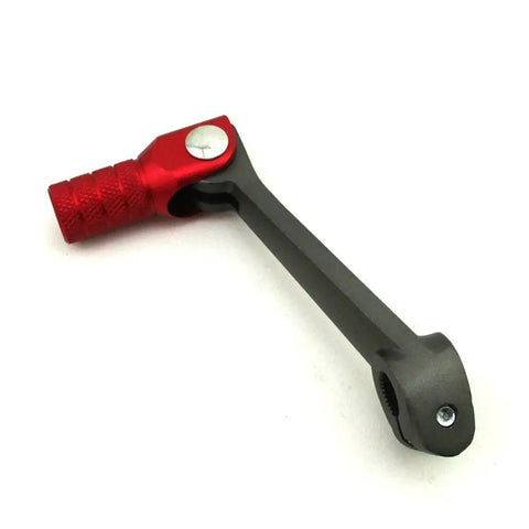 Red and black aluminum Short Gear Shift Lever Shifter for 50cc to 250cc pit dirt bikes, durable upgrade for crisp shifts.