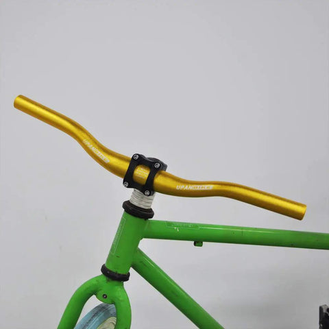 Gold Mountain Bike Riser Bar 31.8mm Clamp 440mm Length For Kids Ergonomic Handlebar on green bike frame