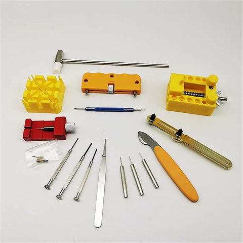 Pro Grade 147 Piece Watch Repair Tool Kit With Link Remover And Watchmaker Tools displayed on a white surface.