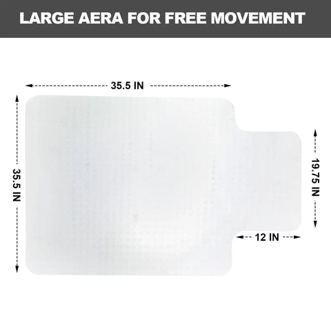 Top view of Low Pile Up To One Quarter Inch Thick Carpet Chair Mat With Extended Lip For Heavy Duty Office Desk Chairs, 47.5 x 35.5 in.