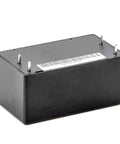 Ultra Compact 5W Single Output Pcb Mount Ac Dc Power Supply 15V With 85 To 305Vac Input in a compact black enclosure with pins.