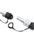 Badass Heavy Duty Hydraulic Quick Connect Coupler M16 X 15 Self Locking Check Valve Cr Plated Steel High Pressure Hose Fitting 70MPa Two Stage Seal Leak Proof Top Shelf Build For Job Sites That Need Grip And Power Zero Hassle With No Mess No Stress, shown with dust caps