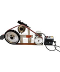 Top Shelf Industrial Belt Grinder With Variable Speed Sanding System 1500 Watt Motor and sturdy base for precise knife making.