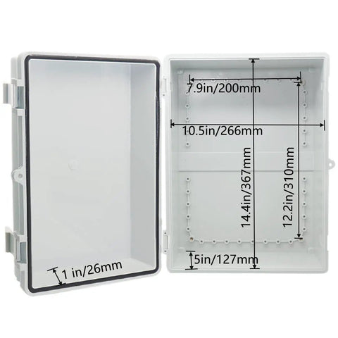 Open Weatherproof Electrical Box With Mounting Plate For DIY Electronics Built Tough IP67 Junction Enclosure With Hinged Gray Cover