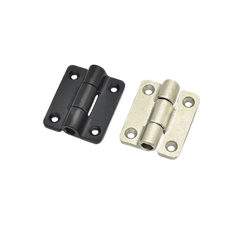 Side-by-side view of two zinc alloy torque hinges, black and nickel finishes, 35.3×45mm