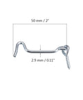 Heavy Duty 4 Pack 2 Inch Cabinet Latches Eye Hook Swivel Bolt Built Tough Carbon Steel Window Gate Door Catch showing dimensions.