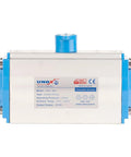 High Performance Single Acting Pneumatic Actuator Aluminum Piston Cylinder For Precision Industrial Valve Control Smooth Angle Adjustment And Zero Drama Setup, blue and silver design, labeled for double acting use.
