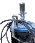 Heavy Hitter Air Operated Portable Grease Unit For 16 Gallon Containers With hoses and pump for pneumatic grease dispensing.