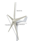 Side view of 1200W Wind Turbine Generator Kit With 5 Blade Design And Controller, 12V Wind Power System For Home, Farm, RV Or Boat