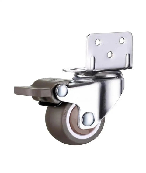 Single caster from Four Piece Set Of One Point Five Inch L Shaped Right Angle Flower Stand Casters With Quiet Rolling Wheels