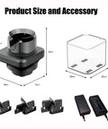 Electric Coffee Portafilter Cleaner With Auto Knock Box And Three Interchangeable Brushes To Fast Toss Spent Espresso Grounds In Five Seconds For No Sweat Home Barista Workflow components including size and accessories.