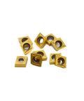 CCMT09T304 carbide turning inserts multilayer coated, 10 pieces, visible side view, for CNC lathe replacement cutters, fast cutting, long life.