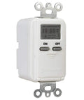 EI500WC 7 Day Single Pole Digital Time Switch for lights, fans, pumps visible, white finish, with display and buttons