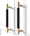 12 Pack Knurled Cabinet Handles 5 Inch Hole Center 6.2 Inch Length Aluminum Pulls Gold And Black Oxidation Finish Diamond Pattern