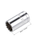 One Half Inch Drive E15 Universal Spline Socket Shallow 12 Point Chrome Vanadium Steel With Knurled Grip And Detent Lock
