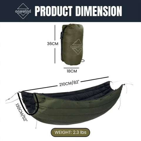 Ultralight Camping Hammock Underquilt With Sorona Insulation For Winter Camping Hiking And Backpacking dimensions and packed size