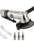 Badass 4 Inch Air Angle Grinder With Front Exhaust 10000 Rpm Pneumatic Metal Cutting And Grinding Tool, silver with cutting disc.
