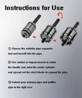 Exhaust Pipe Expander Tool Kit One And One Eighth Inch To Three And A Half Inch Beefed Up Tail Pipe Spreader instructions