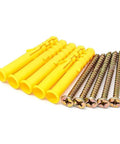 50 Pcs Yellow Nylon Expansion Anchor Fasteners With Screws For Drywall And Hollow Walls M6 Mounting Kit For Furniture, Woodworking And Construction Projects, Heavy Duty And Visible Easy Fix, yellow nylon anchors and screws