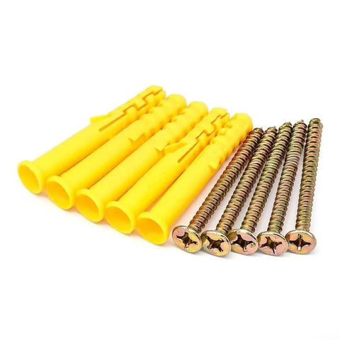 50 Pcs Yellow Nylon Expansion Anchor Fasteners With Screws For Drywall And Hollow Walls M6 Mounting Kit For Furniture, Woodworking And Construction Projects, Heavy Duty And Visible Easy Fix, yellow nylon anchors and screws