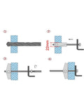 Badass Rock Solid Toggle Bolts 5/16 Inch X 3 Inch showing installation steps with drill and spring-loaded wings for drywall.