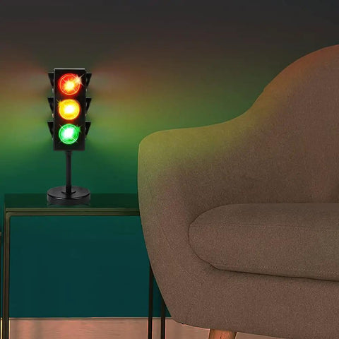 Traffic Light Table Lamp For Kids With Color Changing LEDs, Totally Cool Bedside Nightlight For Boys And Girls on side table