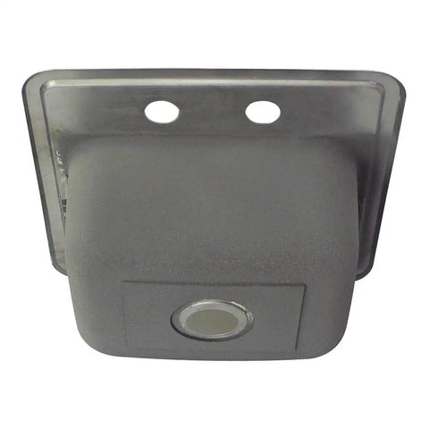 Drop In One Hole Kitchen Sink Kit, Single Bowl, Brushed Stainless Steel, 15 Inch Square, 20 Gauge 304 Stainless, top view of two faucet holes