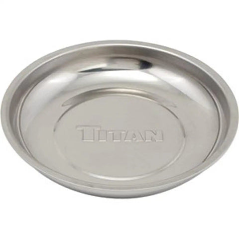 5-7/8 Inch Round Magnetic Parts Tray With Non Marring Rubber Base Stainless Steel Construction Sticks To Ferrous Surfaces