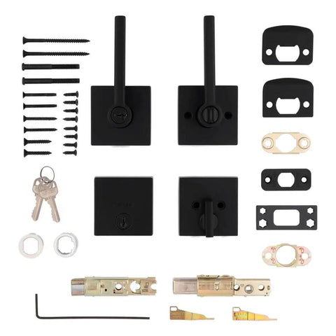 Halifax Keyed Entry Lever And Deadbolt Combo Pack With SmartKey Security Microban And Matte Black Finish For Exterior Doors Rekeyable