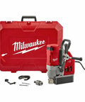 Top Tier Certified Refurbished Magnetic Drill Press Kit Built Different With A Rock Solid Kinematic Base And One Five Eighth Inch Bit Capacity For Crushing Thick Steel Plates Like Paper Smooth Operator Tool Set, includes drill, case, and accessories.