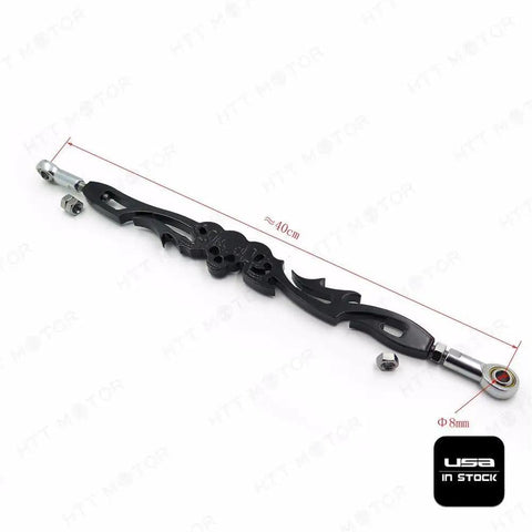 Badass Black Skull Shift Linkage For Harley Softail Models 6061 Billet Aluminum 12 Inch Length Extends To Sixteen Point Five Inches Center To Center Mounts Three Inches Longer Than OEM Durable Fit For Dyna Glide Flht Flhr Fxdwg, 40cm black skull shift linkage