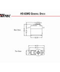 Technical drawing of Metal Gear Micro Servo With Fast 0.10 To 0.12 Sec At 60 Degree Speed And 3.4 Kg Cm Torque dimensions