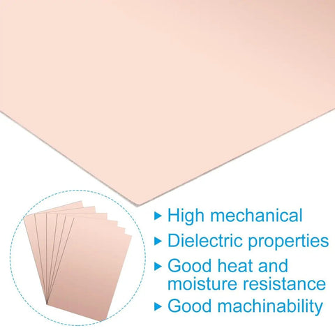 Eight By Twelve Inch Single Sided Copper Clad Laminate PCB Four Pack 1mm FR4 Copper Plated Universal Prototype Boards features